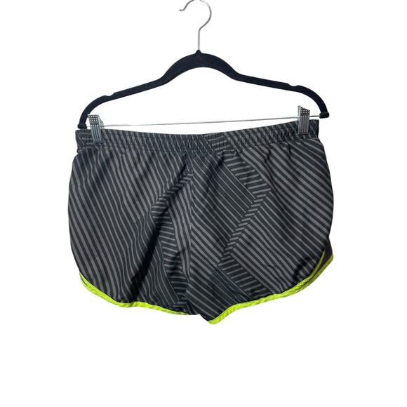 Under Armour Running Shorts Womens Size Medium Lined Black Stripe Gray Neon - Picture 2 of 5